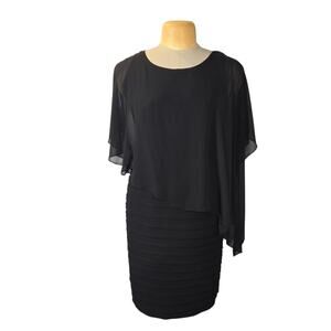 Scarlett Womens 8 Black Chiffon Cape Overlay Sheath Dress Witchy Whimsigoth